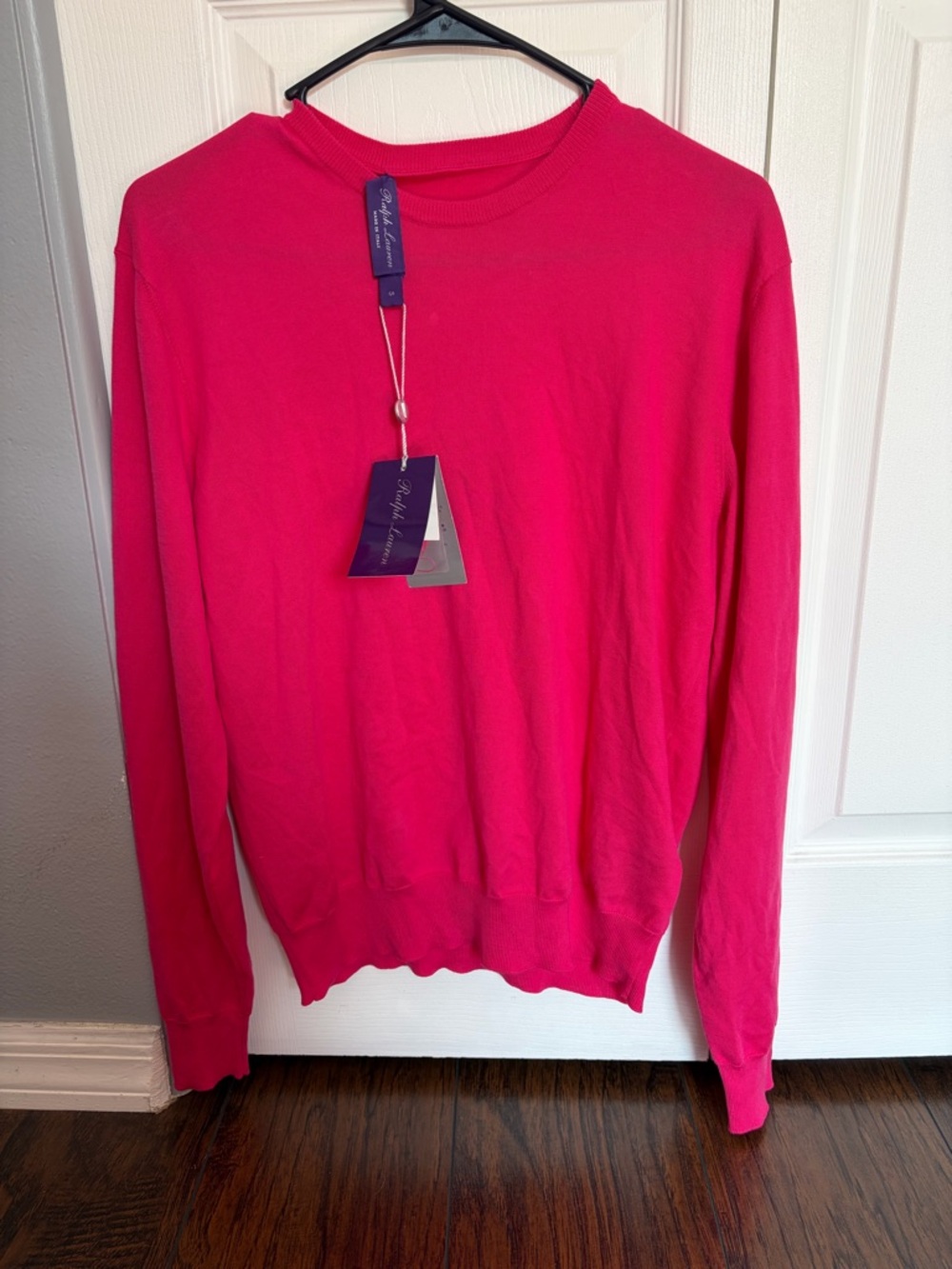 Ralph Lauren Purple Label Men Hot Pink Crew Neck Sweater